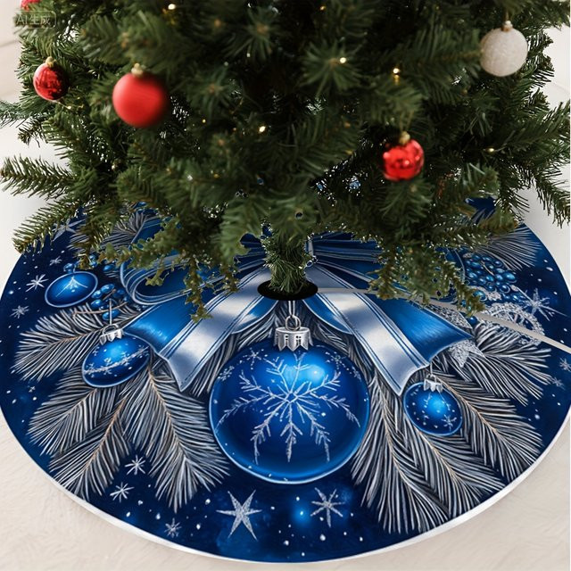 VIKAMA Weihnachtsbaumrock mit Sternenhimmel- und Schneemann-Design in Blau - Bild 1