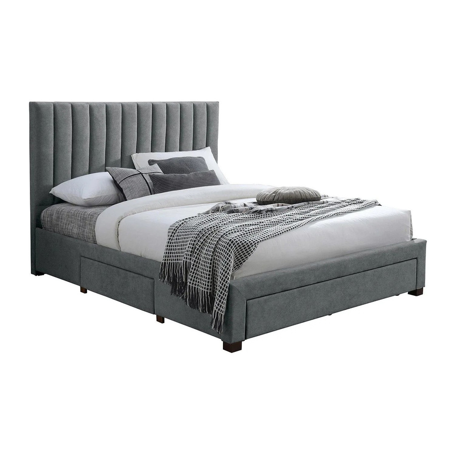 Vente-unique Bettrahmen Liako Polsterbett mit Schubladen in Grau, B/T/H: 160 x 200 x 174 cm - Bild 2