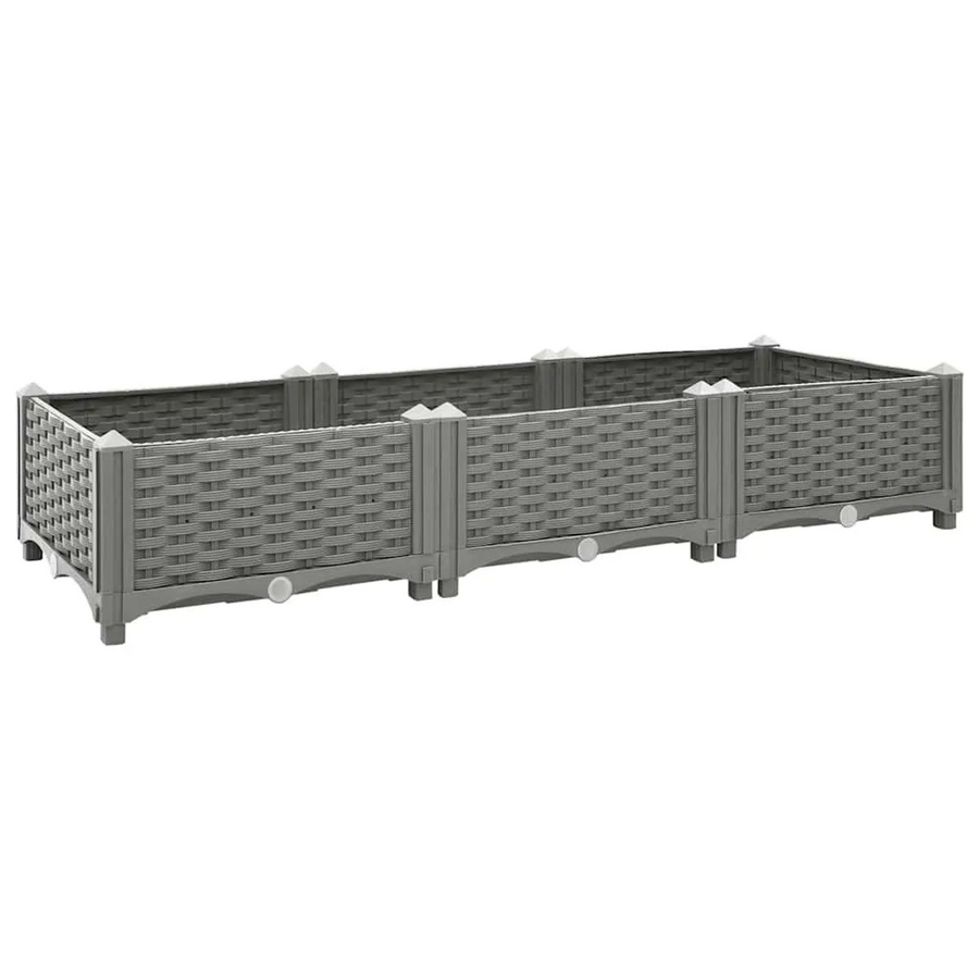 vidaXL Hochbeet in Rattan-Optik aus Polypropylen, Hellgrau, B/T/H: 120 x 40 x 23 cm - Bild 2