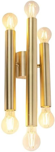 QAZQA Hotel Chic Wandleuchte Tubi in Gold, 6-flammig, dimmbar, Vintage Design aus Messing - Bild 1