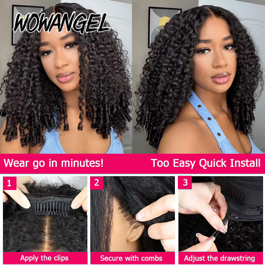 wowangel 3-in-1 Halbperücke, spiralförmige Locken, Echthaar, Damen - Bild 4