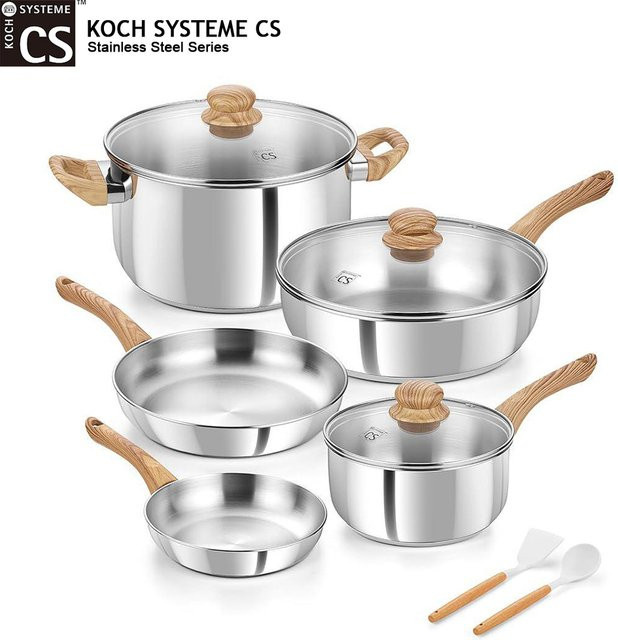 KOCH SYSTEME CS 10-teiliges Edelstahl-Kochgeschirr-Set aus Silber mit Töpfen und Pfannen - Bild 1