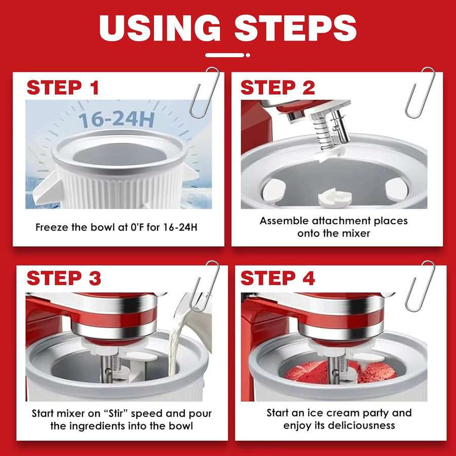 KitchenAid Eiscreme-Aufsatz für Kids Standmixer, passend für 4,5/5QT & 6QT Modelle, 2 Quart Frozen Yogurt Sorbet Gelato Maker - Bild 3