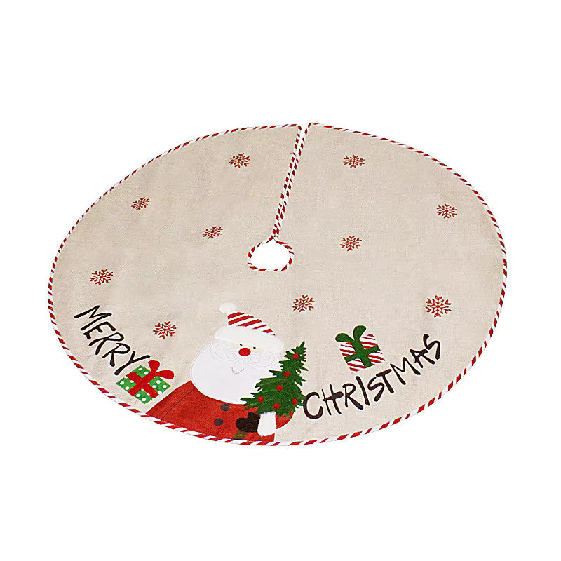 VIKAMA Weihnachtsbaum Rock mit Schneeflocken und Weihnachtsmann Muster in Beige - Bild 2