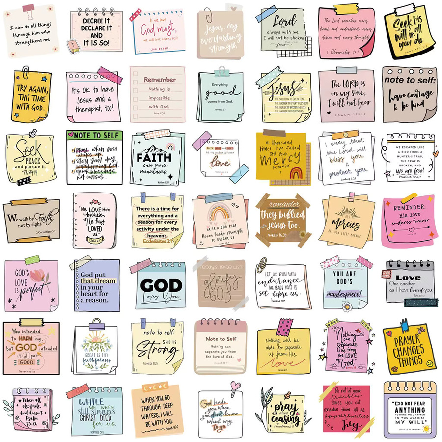 50 Stück Haftnotizen mit Bibelmotiv in Multicolour von AnimeWorlds Store - Bild 2