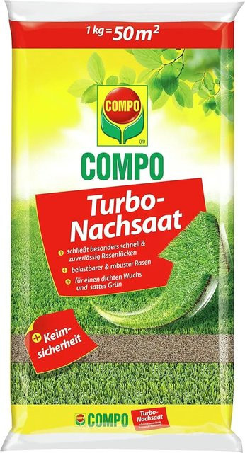 Compo Rasen Nachsaat Turbo mit 1 kg Rasensamen für deine Rasenflächen - Bild 1