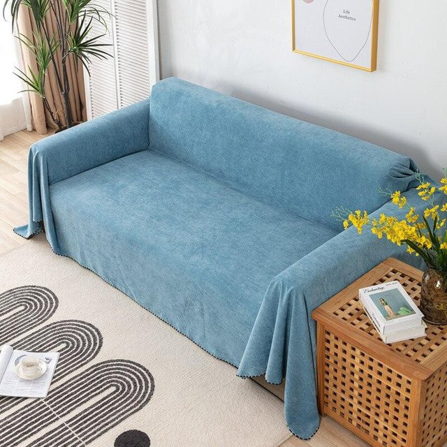 Wasserdichter Sofabezug von onlyly in See-Blau, strapazierfähiger Jacquard-Stoff, B/B: 180 x 300 cm - Bild 1