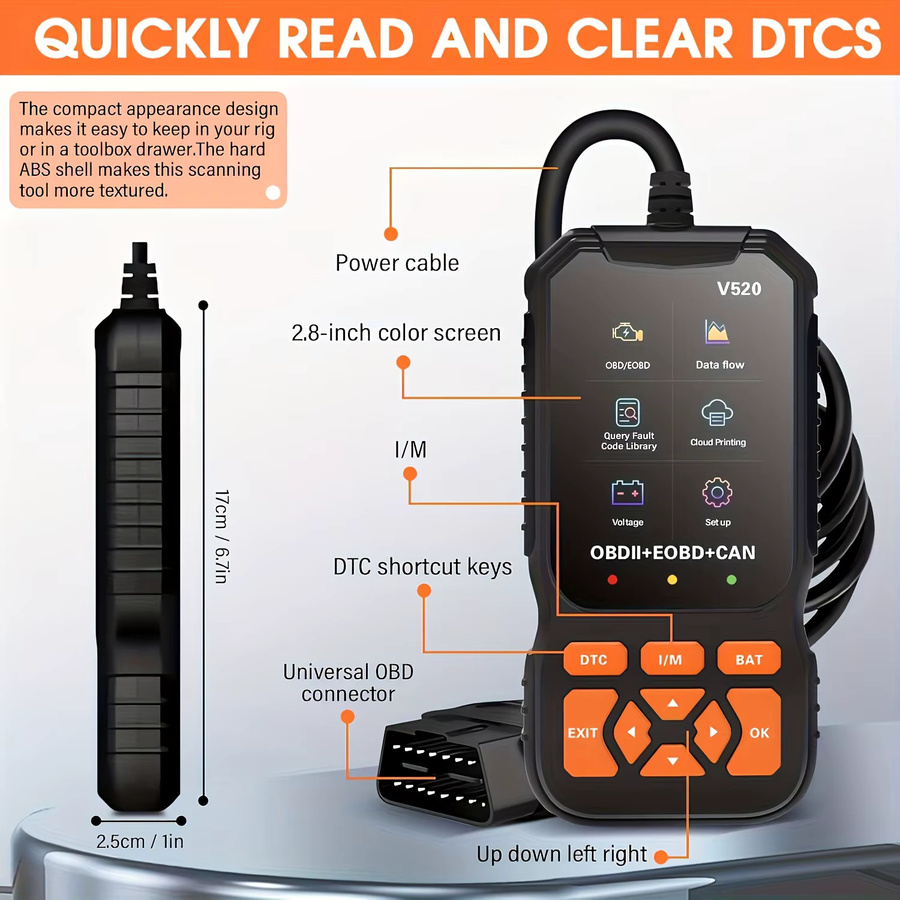 Jexiwe V520 OBD2 Auto-Diagnosescanner in Schwarz mit Echtzeit-Datenübertragung und Fehlercode-Lesegerät für professionelle Reparaturen - Bild 3