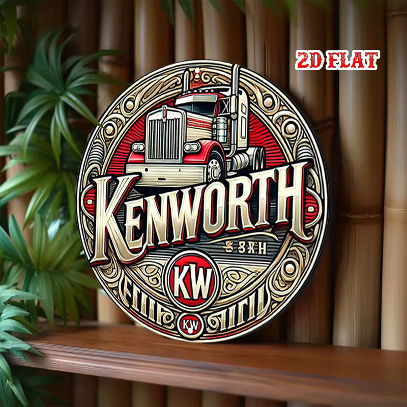 Potdemiel Vintage Kenworth Logo Rundes Metallschild aus Aluminium, Mehrfarbig, Durchmesser: 20 cm - Bild 5
