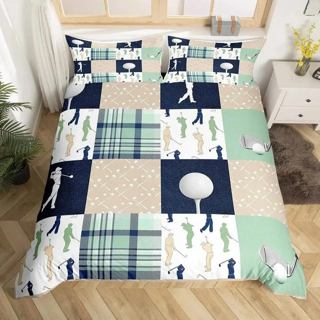 Lodestar Bettwäscheset mit Golfbälle Camo Tarnung Design in Schwarz und Blau, bestehend aus Bettbezug und Kissenbezug, B/H: 70 x 133 cm - Bild 1