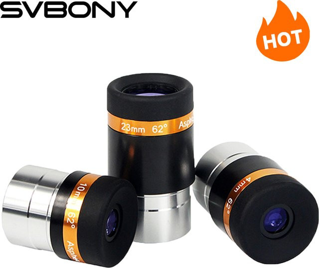 SVBONY Teleskop Okular 1,25 Zoll asphärisch HD Weitwinkel 62 Grad Vollständig Beschichtet Schwarz 4mm 10mm 23mm - Bild 1