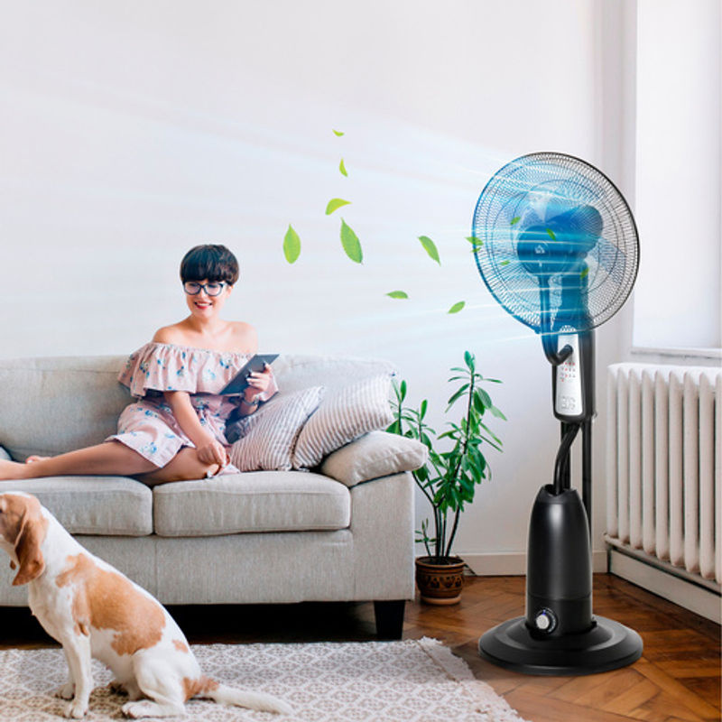HOMCOM Standventilator mit Wasserzerstäuber in Schwarz aus Metall und Kunststoff, Höhe: 120 cm, Breite: 44,5 cm, Tiefe: 44,5 cm - Bild 4