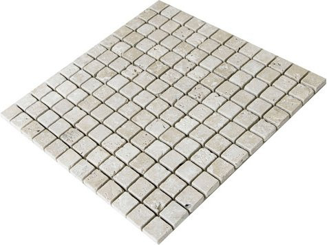 WOHNRAUSCH Mosaikmatte Travertin in Beige, B/T/H: 30,5 x 30,5 x 1 cm - Bild 1