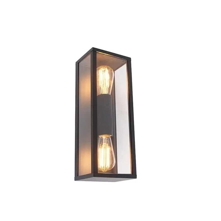 QAZQA Industrielle Wandleuchte Charlois in Schwarz, 2-flammig, IP44, dimmbar, E27 - Bild 2