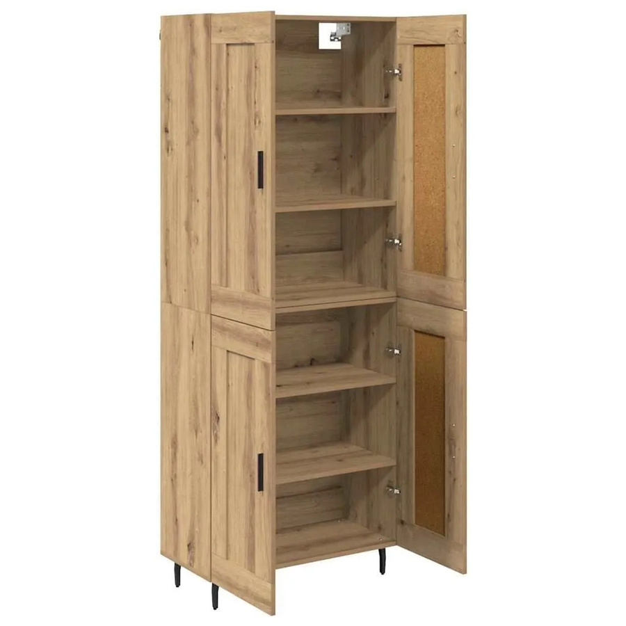 vidaXL Highboard 2-teilig Artisan-Eiche aus Engineered Wood und Glas, Farbe Braun, B/T/H: 180 x 34 x 60 cm - Bild 2