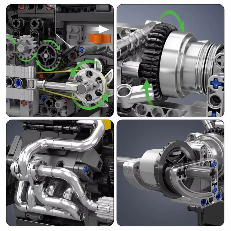 wishiot V8 Motor Bausteine Montage Modell MOC DIY Kleines Partikel Ziegel Set für Fahrzeuge in Mehrfarbig - Bild 4