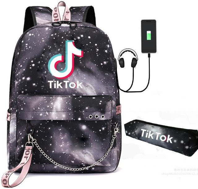 3-teiliges Schulrucksack-Set in Schwarz aus Oxford-Stoff mit großem Fassungsvermögen inklusive Federmäppchen und Schultergurt - Bild 1