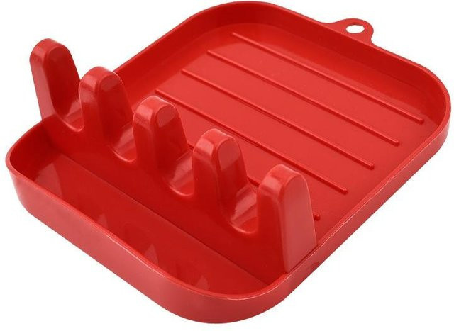 MTMA Küchenlöffelhalter und Topfdeckelhalter in Rot aus Kunststoff und Silikon - Bild 1