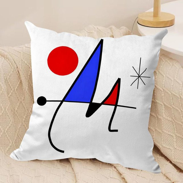 JMG Clothing Kissenbezug J-Joan M-Miros Malerei aus weichem Plüschstoff, zweiseitig bedruckt, Farbe: Weiß, B/T/H: 35 x 35 x 1 cm - Bild 1