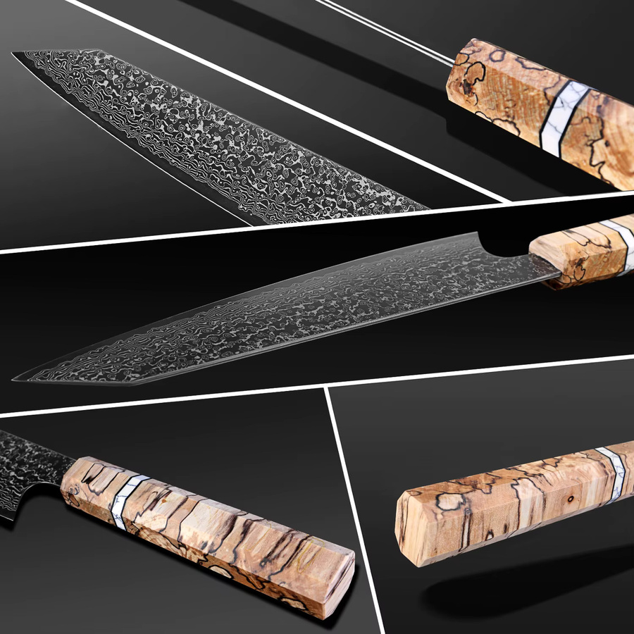 XITUO Kiritsuke Kochmesser mit Damaststahlklinge und achteckigem Holzgriff, 20,3 cm - Bild 3