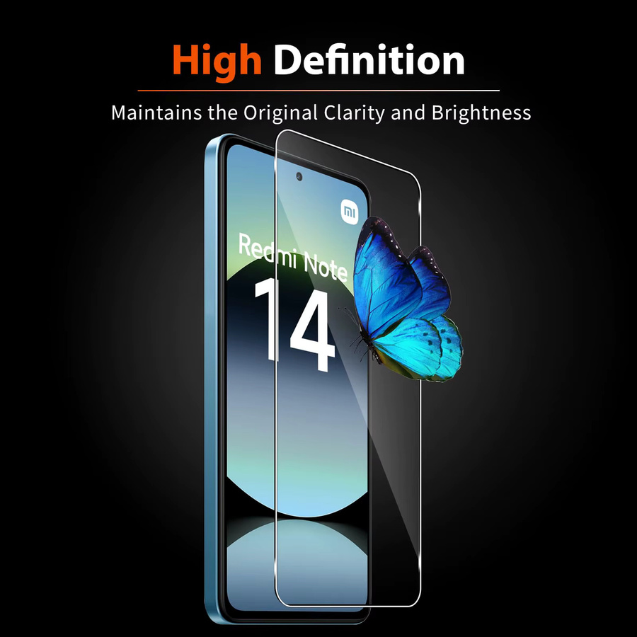 Set aus 2 bis 5 Displayschutzfolien aus gehärtetem Glas für Xiaomi Redmi Note 14S, Redmi Note 14 4G und Redmi Note 14 5G, transparent - Bild 2