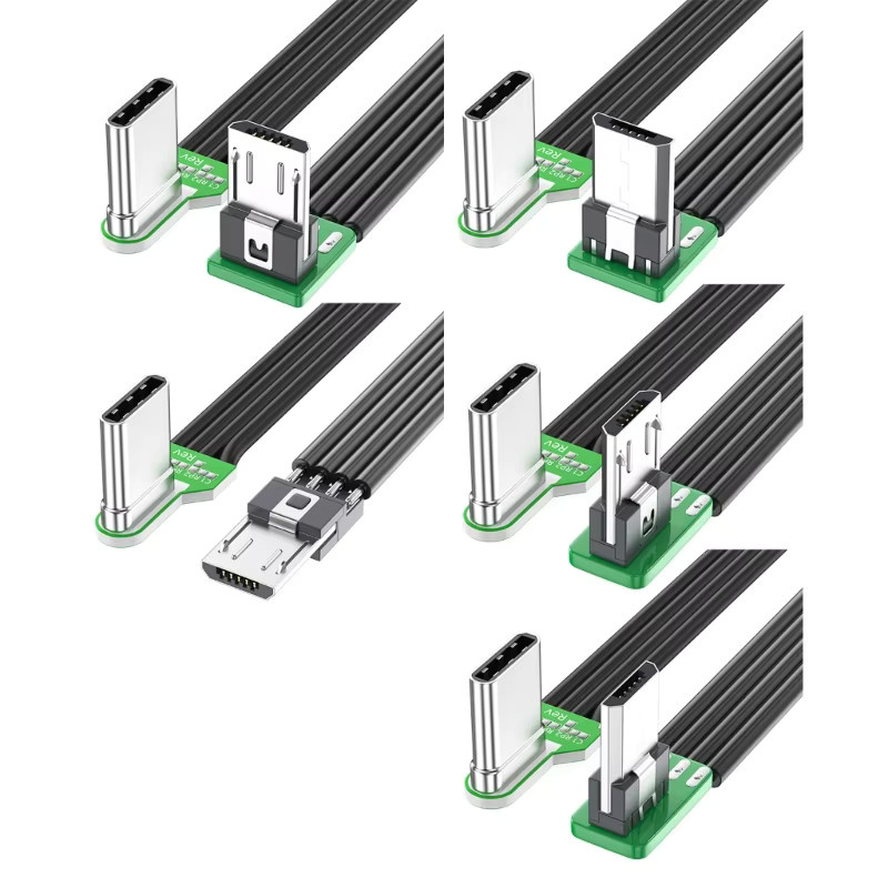 BEYONDSKY USB Typ C auf Micro USB Adapterkabel, 90 Grad abgewinkeltes Silikon Ladekabel in Schwarz - Bild 2