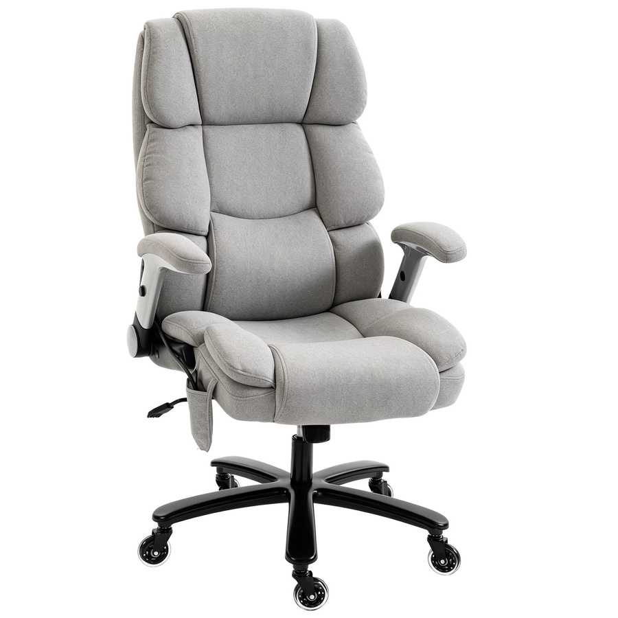 HOMCOM Ergonomischer XXL Chefsessel in Hellgrau mit hochklappbaren Armlehnen und Airbag-Lendenstütze - Bild 2