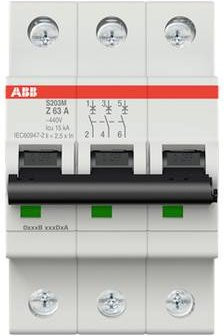 ABB S203M-Z63 Leitungsschutzschalter 63A 400V Grau 2CDS273001R0608 - Bild 1