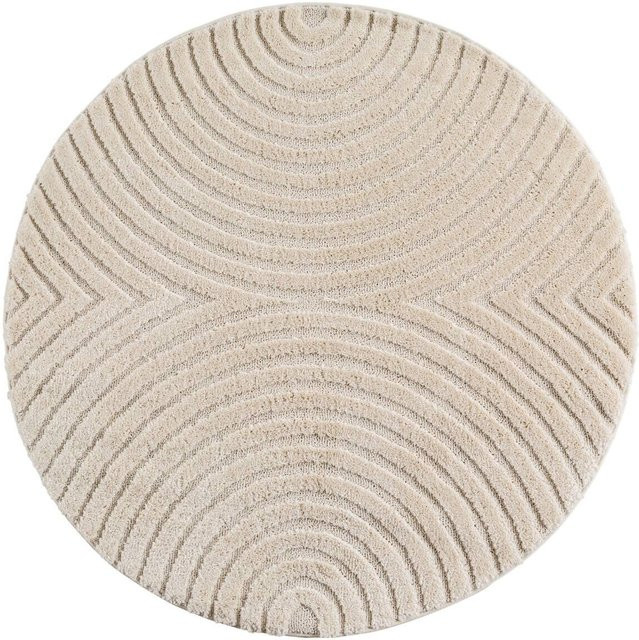 Ayyildiz Kurzflorteppich Art in Creme, runder Boho-Teppich aus Polypropylen und Jute, Durchmesser: 160 cm, Höhe: 1 cm - Bild 1
