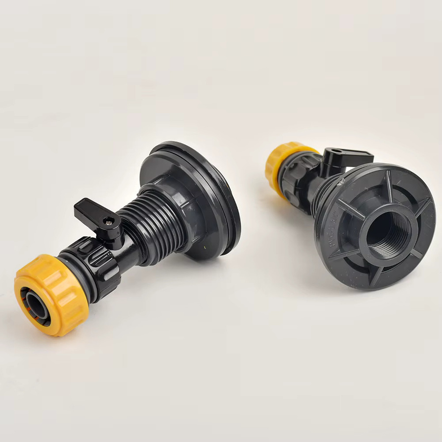 GI Yuling PVC Regenfass-Zapfen-Set in Schwarz mit 3/4 Zoll Anschluss und 1/2 Zoll sowie 3/4 Zoll Schlauchanschluss für die Bewässerung - Bild 4
