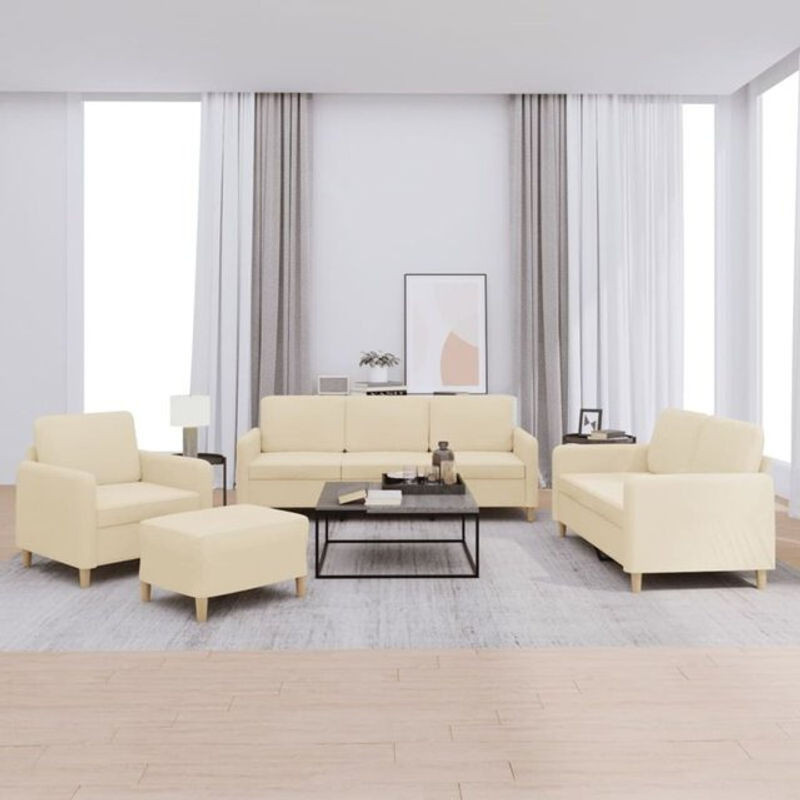 4-tlg. Sofagarnitur vidaxl in Beige aus Stoff und Metall im modernen Design mit Kissen - Bild 1
