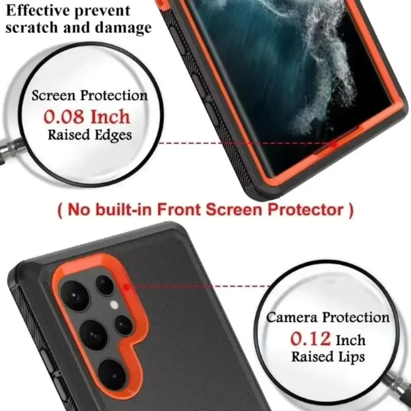 3in1 mechanische Stoßfeste Schutzhülle aus PC und TPU für Samsung Galaxy S25 Edge S24 S23 S22 S21 FE Plus Ultra in Schwarz und Lila - Bild 2