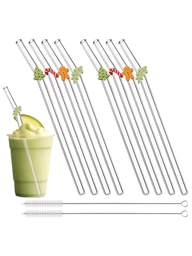Zoseil Wiederverwendbare Glas Trinkhalme Set, Hitzebeständige Glas Stroh für Cocktails und Säfte, Transparent - Bild 2