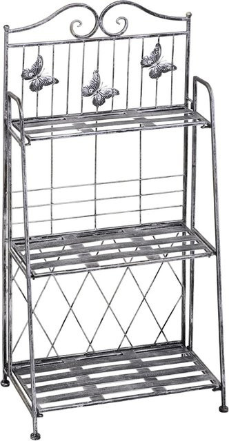 Outsunny Pflanzregal aus Metall in Silber mit romantischem Schmetterlings-Design für Garten, Balkon und Terrasse, B/T/H: 25 x 44 x 96 cm - Bild 1