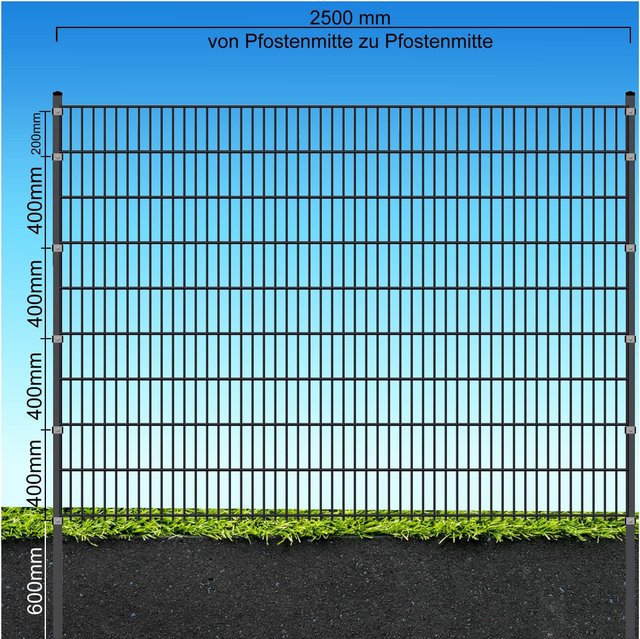 Fa-Bausysteme Doppelstabzaun mit Plättchen in Anthrazit, Höhe: 1830 mm, Gesamtlänge: 42,5 m - Bild 1