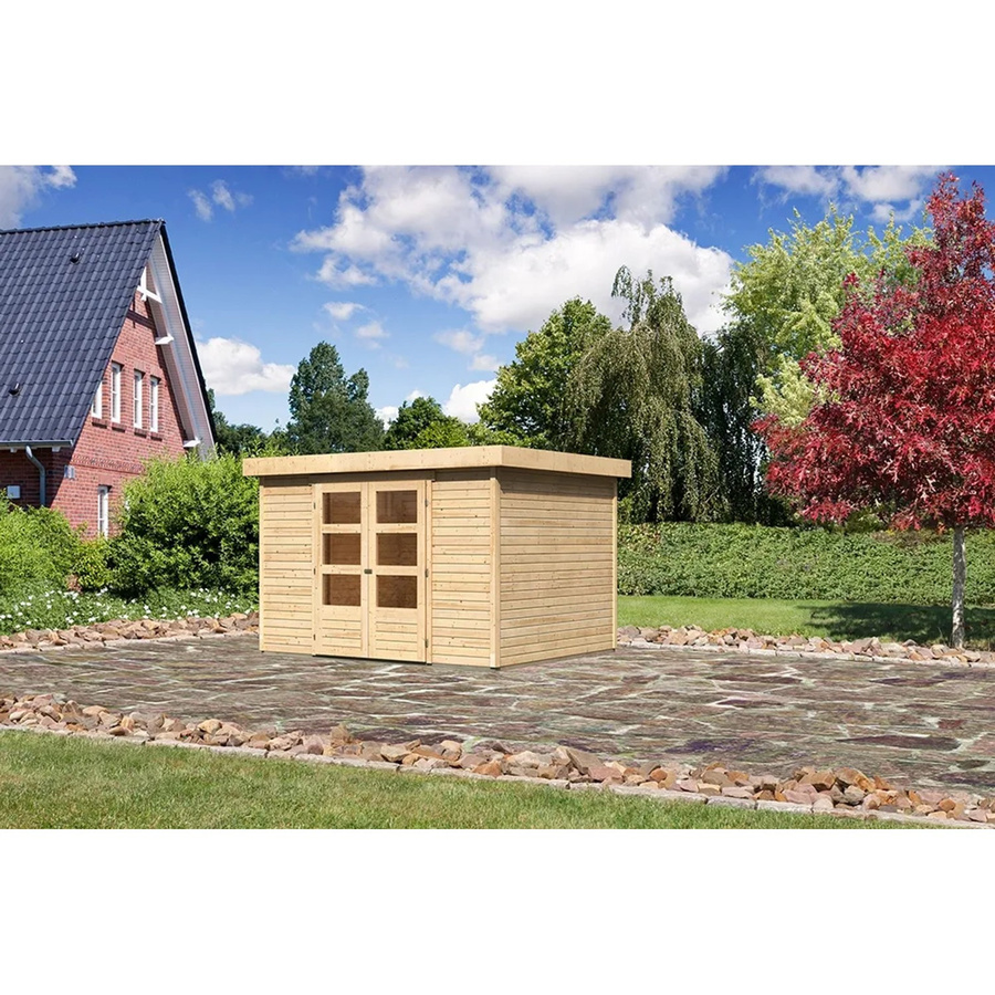 Karibu Holz-Gartenhaus Boras mit Flachdach in Braun, B: 298 cm, T: 242 cm, H: 211 cm - Bild 2