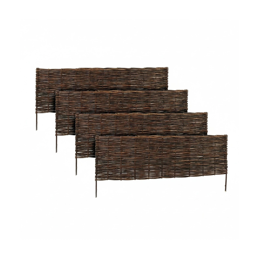 Relaxdays Beeteinfassung aus Weide in Braun, 4er Set, Steckbar für Garten und Blumenbeete, Höhe: 30 cm, Länge: 100 cm - Bild 2