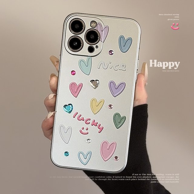 Stoßfeste Handyhülle von MUQGEW mit buntem Koreanischem Herz- und Sternen-Design für iPhone Modelle in Multicolour - Bild 1