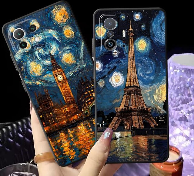 Van Gogh weiche Handyhülle für Xiaomi Mi 15 14 13 Pro 12T 11T 12 10T 13 Lite 12X in Schwarz und Multicolour - Bild 1