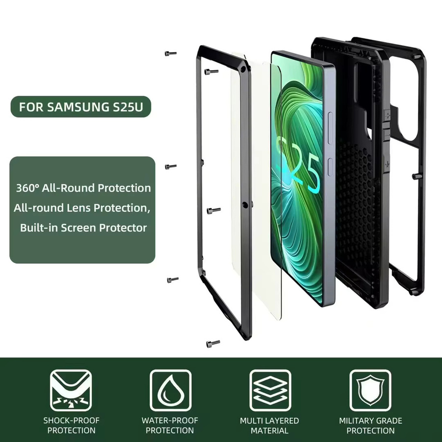 Stoßfeste Schutzhülle aus Aluminiumlegierung für Samsung Galaxy S25 S24 S23 S22 in Schwarz - Bild 1