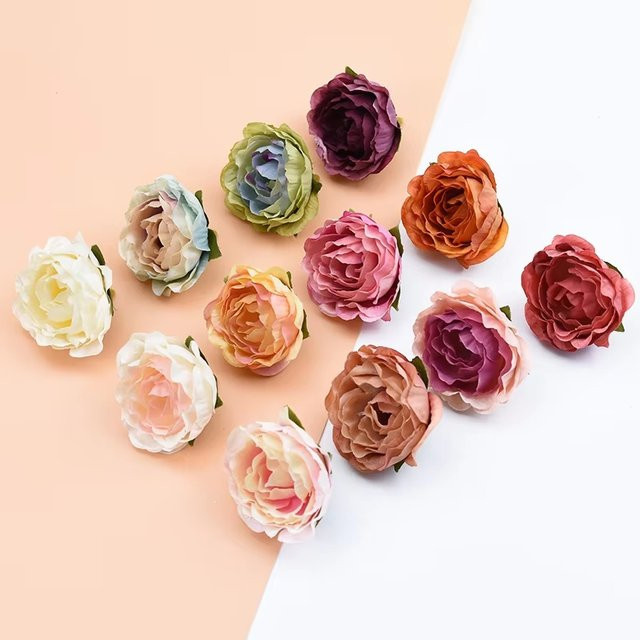 50 Stück Künstliche Seidenrosen und Pfingstrosen in Multicolour für Hochzeiten, Tischdekoration und DIY-Geschenke von smr - Bild 1