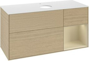 V&B Waschtischunterschrank Finion in Weiss mit Eichenoptik, Breite: 120 cm, Tiefe: 50,1 cm, Höhe: 50,1 cm - Bild 1
