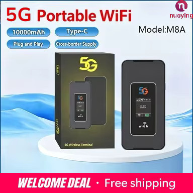 NUOYING 5G WiFi6 Mobiler WLAN-Router mit 8000mAh Akku, Tragbarer LTE Pocket Hotspot in Schwarz für bis zu 16 Geräte - Bild 2