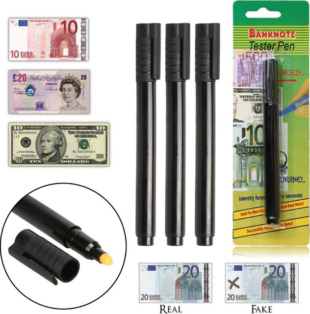 Shunmaii Geld Checker Stift zur Überprüfung gefälschter Banknoten mit wasserbasierter Tinte in Schwarz - Bild 1