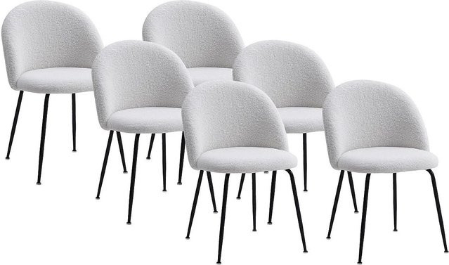 LIAMONA Stuhl in Weiß mit Bouclé-Stoff und Edelstahlgestell, Breite: 50 cm - Bild 1