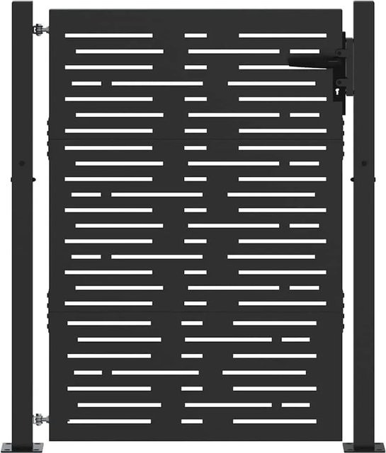 vidaXL Gartentor aus pulverbeschichtetem Stahl in Schwarz, Höhe: 125 cm, Breite: 105 cm - Bild 1
