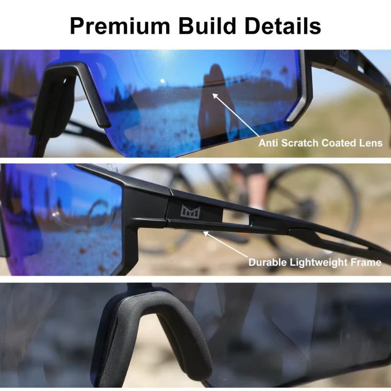 MWWIN Sportsonnenbrille, winddicht, UV-Schutz, Kunststoff - Bild 2