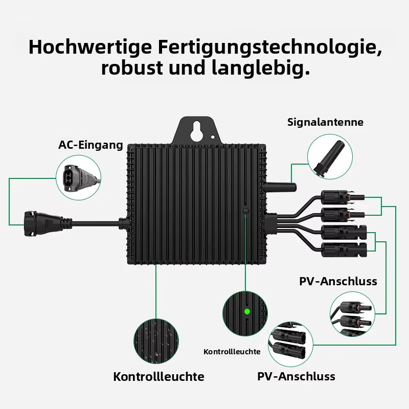 Sukflow 800W Solar-Mikrowechselrichter für Balkon-PV-Systeme mit 2 MPPT, WLAN-Überwachung und IP67 wasserdicht, Schwarz - Bild 3