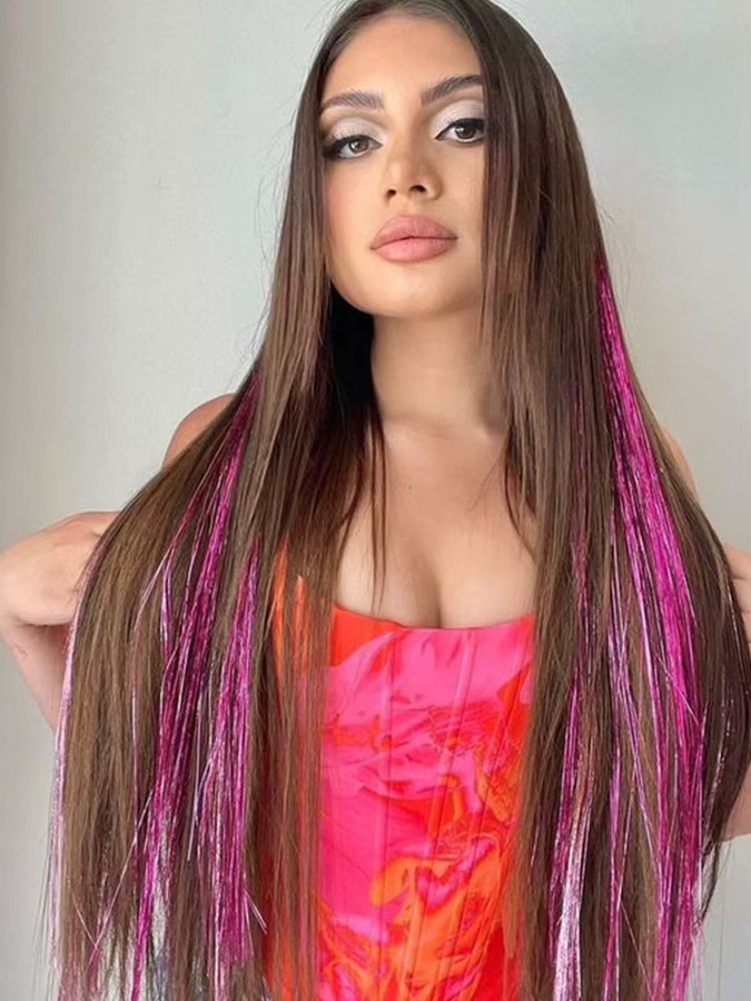 ISIGROSI Haarverlängerung Lametta-Clips, 12 Stück, glitzernd, synthetisch, Damen - Bild 6