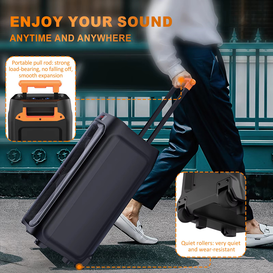 FanFun T8 Karaoke-Maschine mit 2 kabellosen Bluetooth-Mikrofonen, tragbarer Bluetooth-Lautsprecher in Schwarz - Bild 6